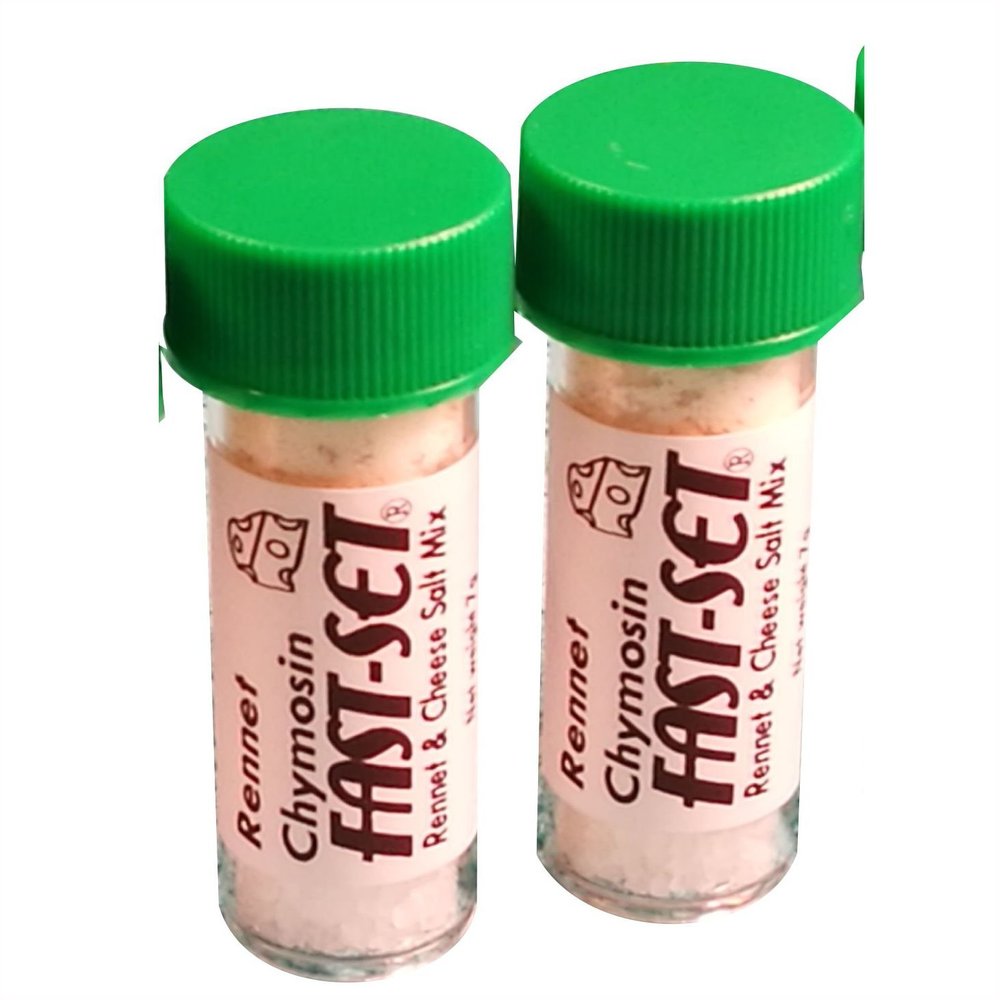 2 X Rennet Chymosin Fast-Set 7 grams Mix for 50 Litres of milk Rennin Cheese salt & Coagulant Tub