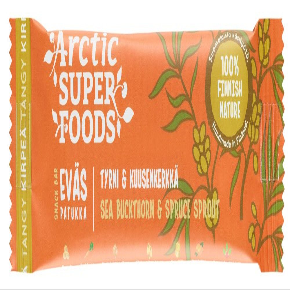 Arctic Superfoods Snack bar 30g Sea Bucktorn & Spruce Sprout (set of three) 100% FINNISH NATURE Gluten/Dairy FREE, No added sugar