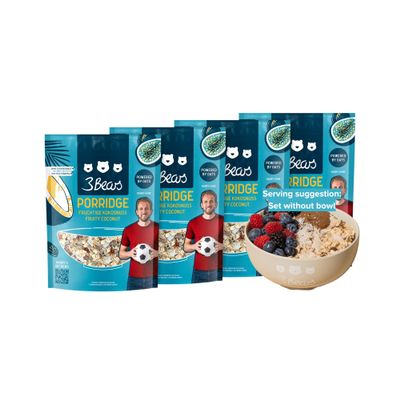 3Bears Porridge - Fruity Coconut | Porridge Oats | Porridge Sachets | Porridge Oats Sachets | Wholegrain Porridge Oats | Overnight Oats | Oatmeal | 4 x 400g
