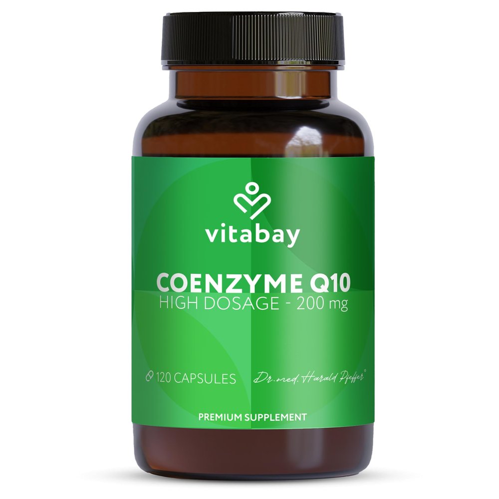 Vitabay Coenzyme Q10 Ubiquinone 200 mg 120 Vegan Capsules high Strength CoQ10 Natural Q10 from Plant Fermentation additive-Free & 100% Vegan Laboratory Tested in Germany