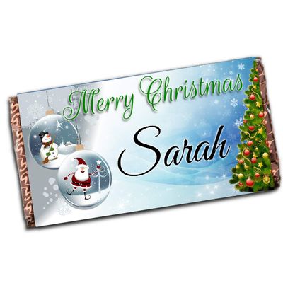 Personalised Merry Christmas Chocolate Bar Xmas Girls Boys Mum Dad Stocking Filler Present for him her N115