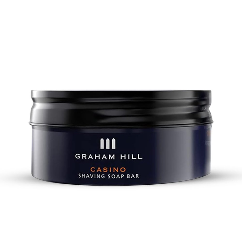 GRAHAM HILL Casino Shaving Soap Bar for Men (85g) Moisturising, Mild and Perfect for Travel Premium Mens Shaving Soap Bar with Vegetable Oil and Glycerine