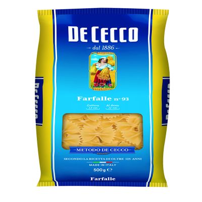 De Cecco Farfalle Short Pasta, 500 g, Pack of 24