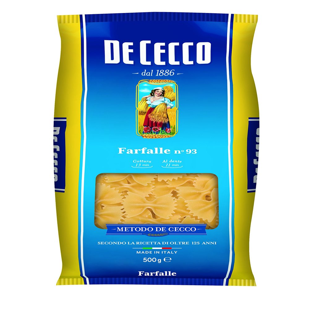 De Cecco Farfalle Short Pasta, 500 g, Pack of 24