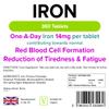 Lindens - Iron 14mg Tablets - 360 Vegan Tablets - UK Made - Reduce Tiredness, Increase Energy | Creates Healthy Red Blood Cells, Normal Oxygen Transportation | (12 Months Supply) view 2