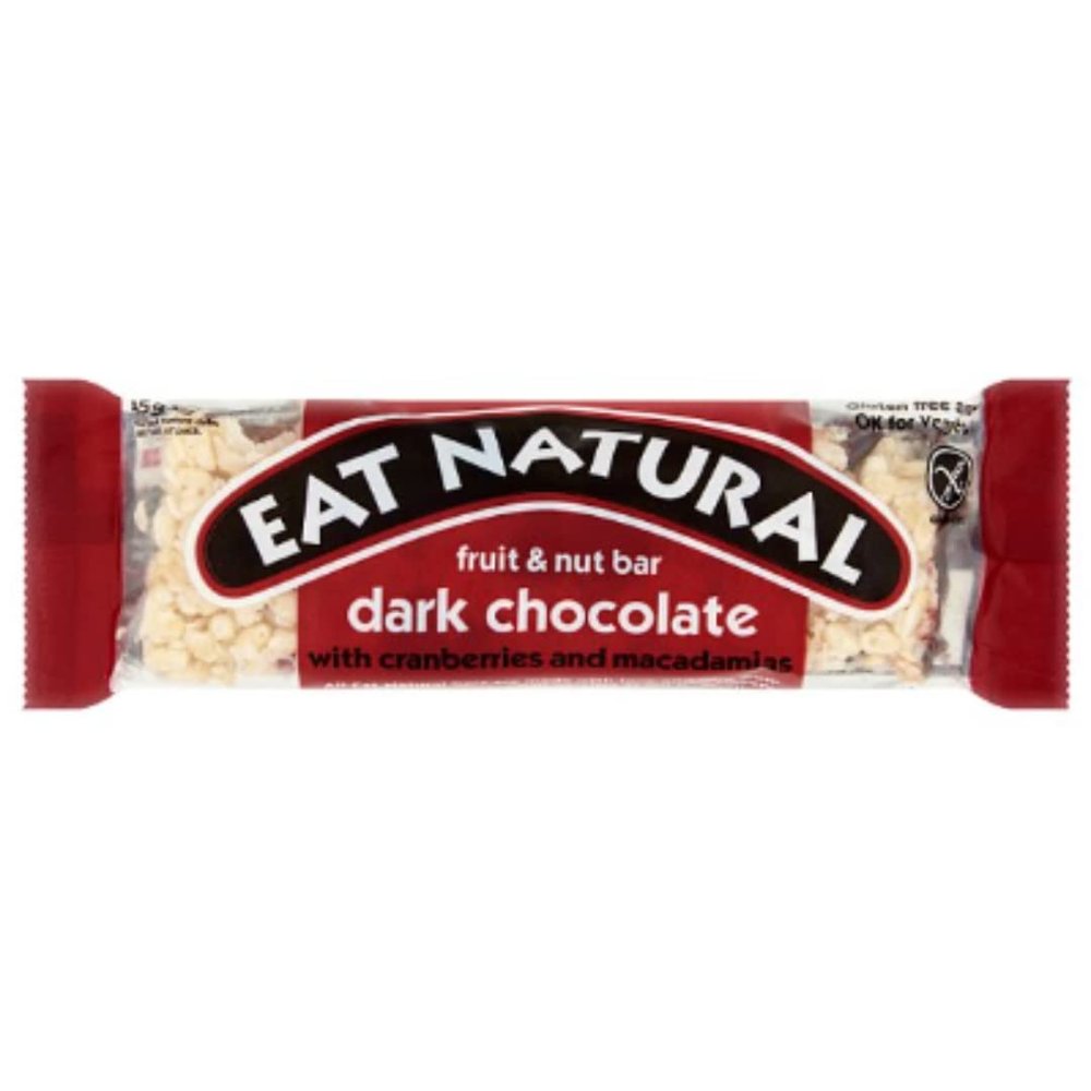 Eat Natural Fruit & Nut Bar Dark Chocolate with Cranberries and Macadamias 45g x Case of 12