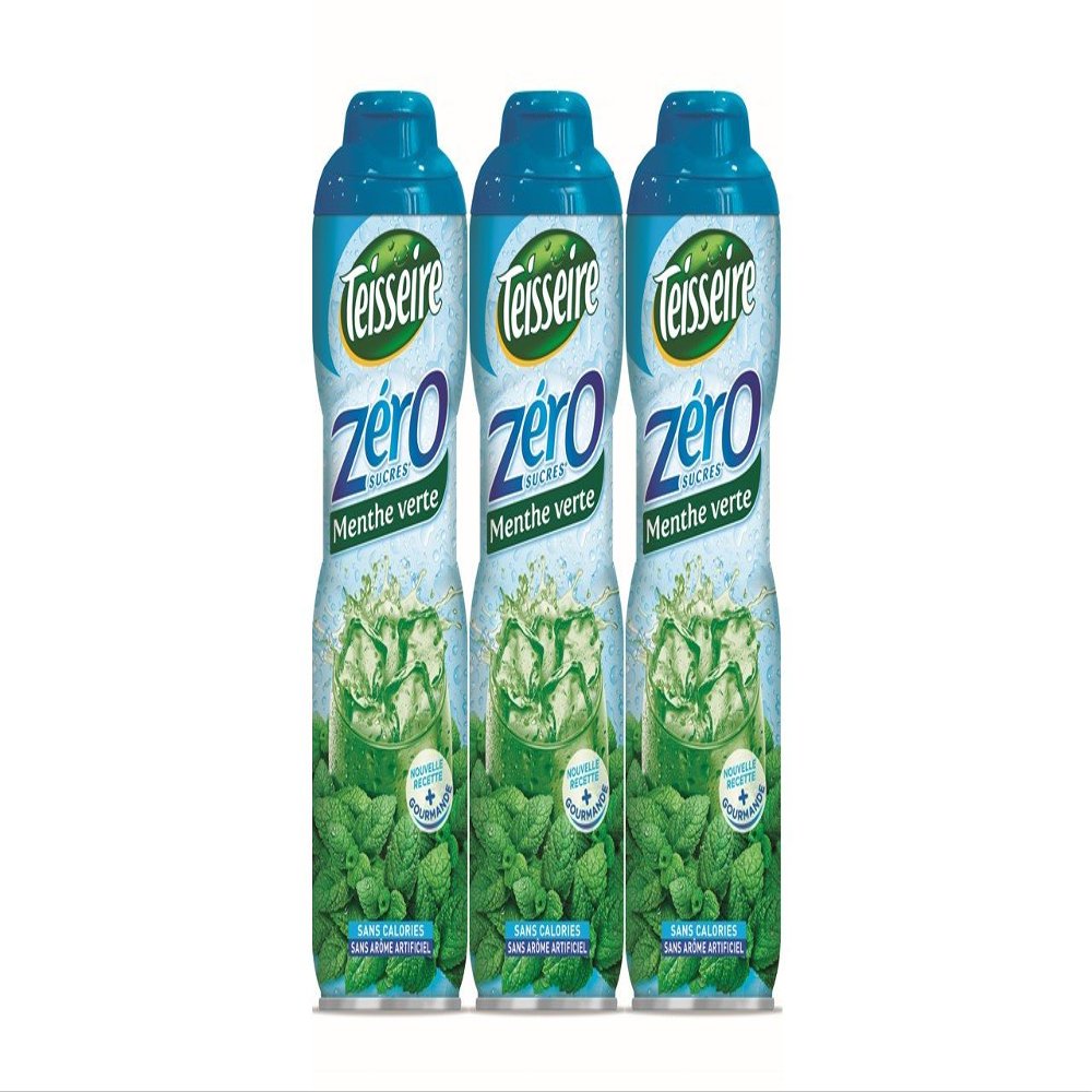 Pack of 3 syrups Teisseire 0% Sugar Green Mint - 3 x 600ml