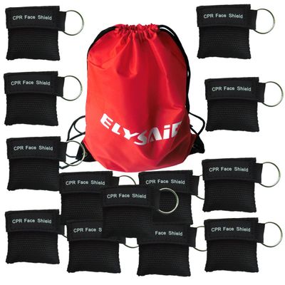 100 X First Aid CPR Mask Face Shield For AED CPR Training Black