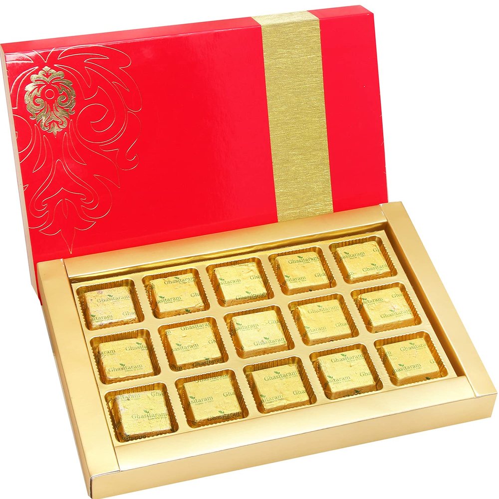 Ghasitaram Gifts Diwali Sugarfree Chocolates - Royal 15 pcs Roasted Almond Sugarfree Chocolate Box