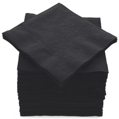 100 Pack Black Beverage Napkins, Big Party Pack, 2 Ply, Ideal for Wedding, Party, Birthday, Dinner, Lunch, Cocktails. (5 x 5) by Amcrate