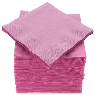 100 Pack Pink Beverage Napkins, Big Party Pack, 2 Ply, Ideal for Wedding, Party, Birthday, Dinner, Lunch, Cocktails. (5 x 5) by Amcrate