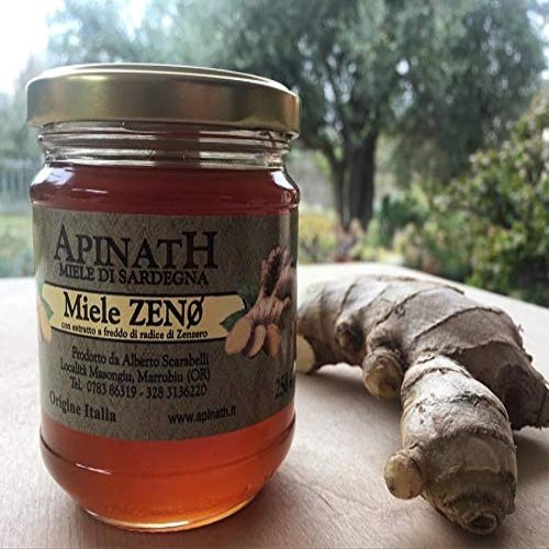 3 Pot x 250 gr - Sardinian Honey with Ginger Made in Sardinia by The Great Beekeeper of Marrubiu, Apinath
