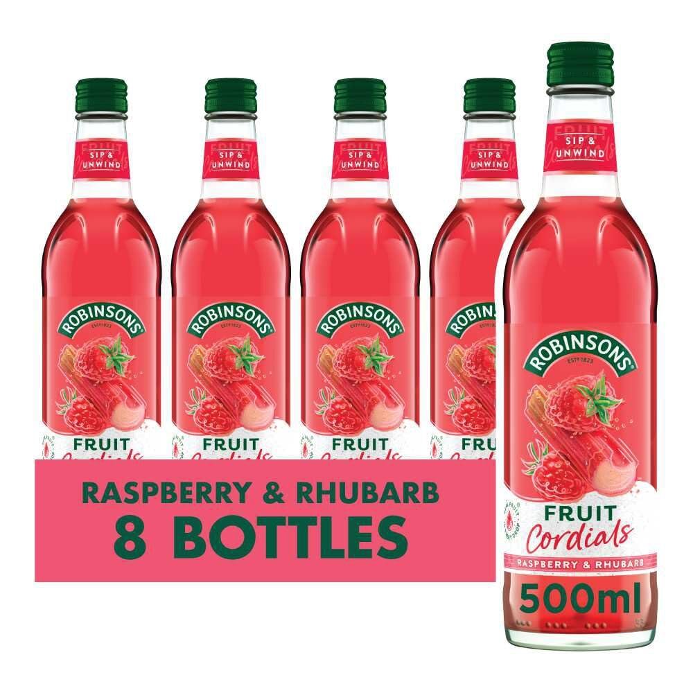 Robinsons Fruit Cordials Raspberry, Rhubarb and Orange Blossom, 500 ml (Pack of 8)