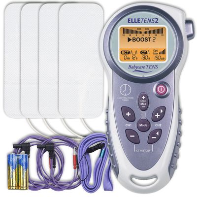 Elle TENS 2 with Contraction Timer & Opti-Max Technology - Dual Channel Maternity TENS for pain relief during labour  can be used post labour  with Electrode & Batteries
