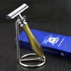 DE Safety Shaving Razor with Horn Replica Handle & Stand | Gents Shaving & Grooming Essentials | Gift for Him view 2