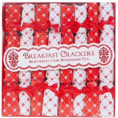 Toyland Pack of 8 - Mini Red & White Breakfast Crackers - Christmas Crackers