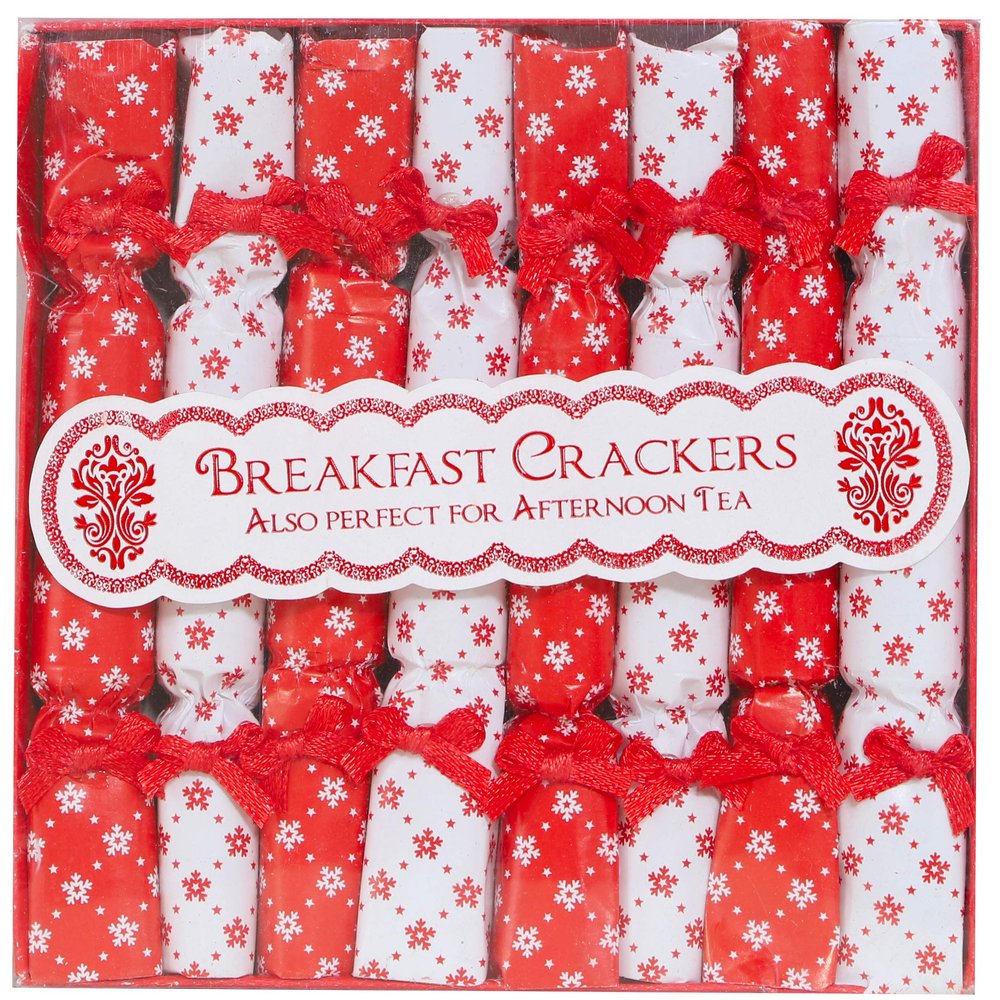 Toyland Pack of 8 - Mini Red & White Breakfast Crackers - Christmas Crackers