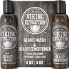 Viking Revolution - Beard Shampoo And Conditioner - Natural Beard Wash & Beard Conditioner With Argan & Jojoba Oils - Softens & Strengthens - Gifts For Men - Peppermint & Eucalyptus - 2 x 150 ml view 1