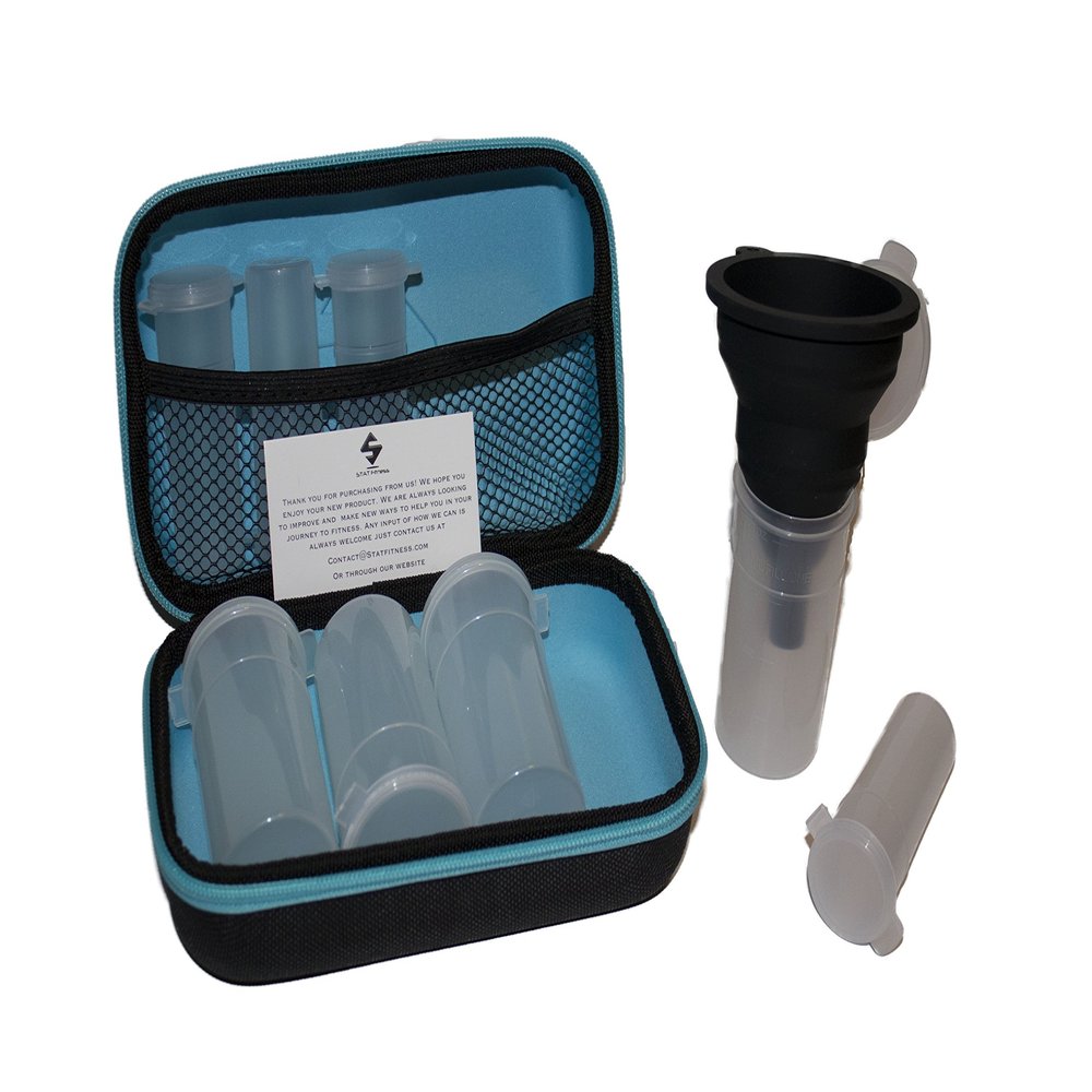 STAT Fitness Powdered Supplement Case (Blue)  Portable Protein Powder Supplement Container  BPA Free