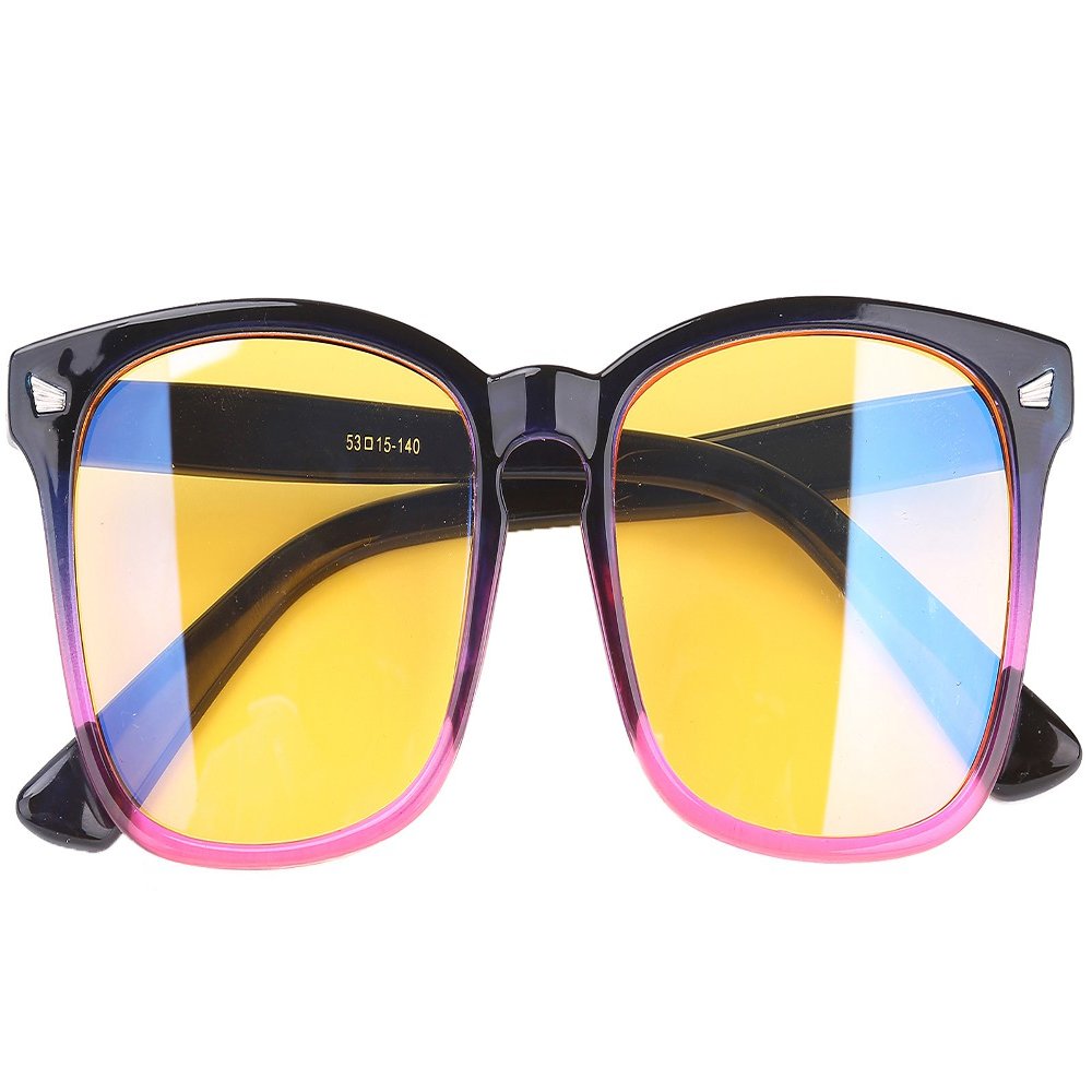 Agstum Blue Light Filter UV Blocking Protective Gaming Computer Glasses Anti-glare Anti-fatigue For Computer/PC Game/TV/Cell Phone (Purple, Yellow)