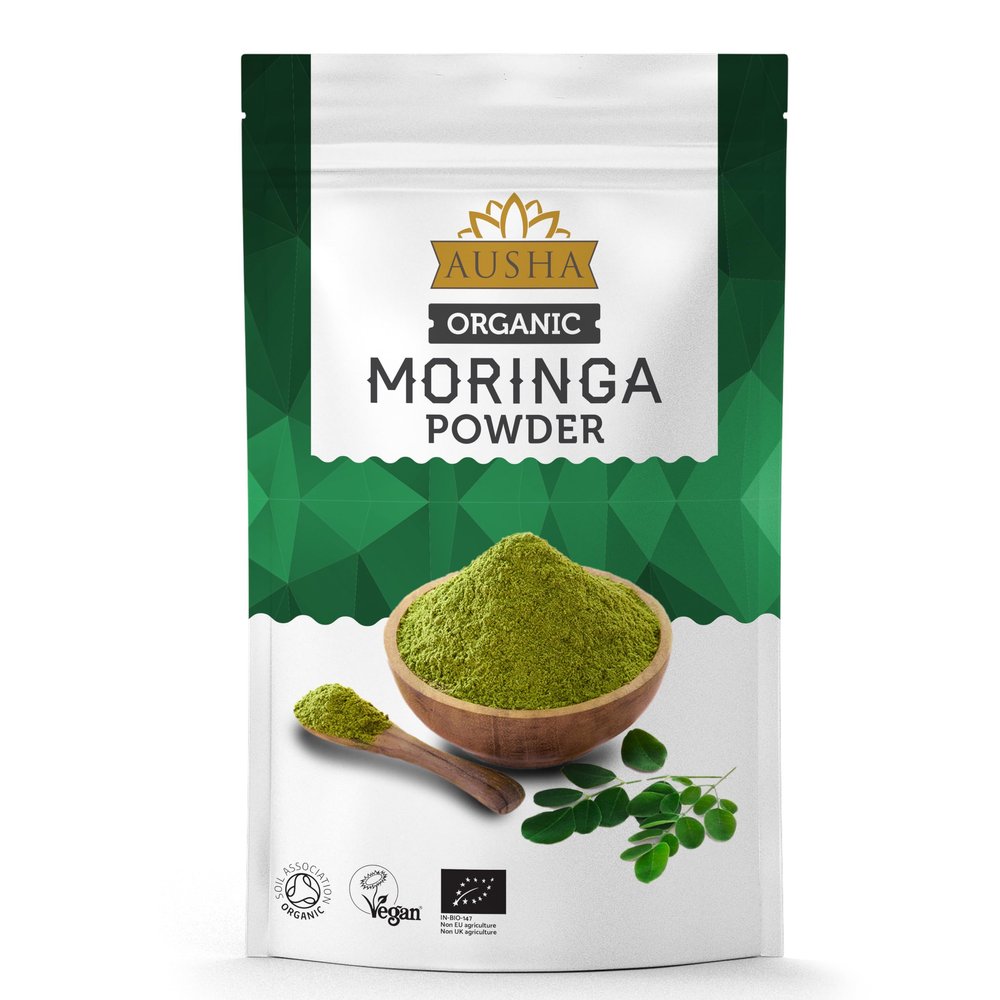 Ausha Organic Moringa Leaf Powder 200g - UK Certified Organic by Soil Association- Source of Protein, Amino Acids, Antioxidants, Dietary Fibre, Vitamins & Minerals - Oleifera Leaf