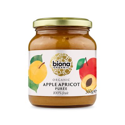 Biona Organic Apple and Apricot Puree 360g (Pack of 6) (Packaging May Vary)