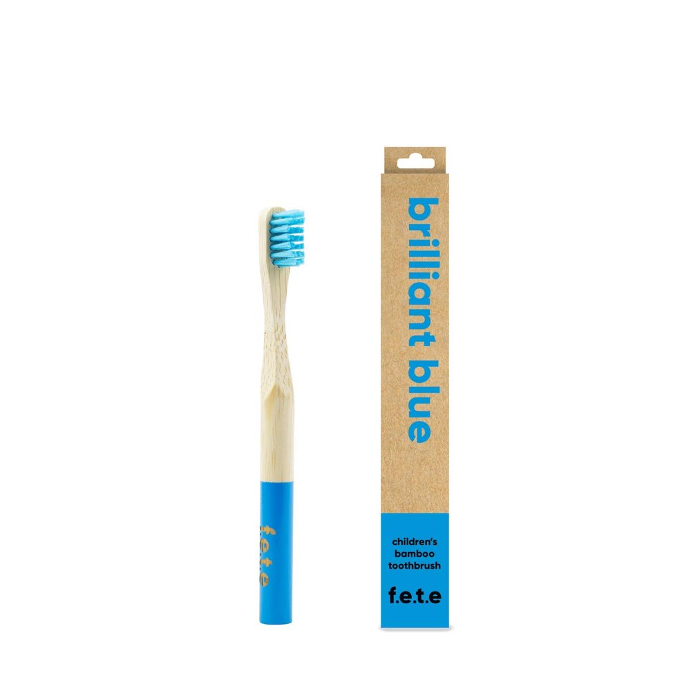 f.e.t.e | Brilliant Blue Children's Bamboo Toothbrush | Biodegradable & Compostable Handle | Recyclable Soft Bristles | Sustainable | Vegan