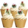 24 Stand Up Premium EDIBLE Wafer Paper Christmas Mistletoe Cake Toppers Decorations by Top That view 1