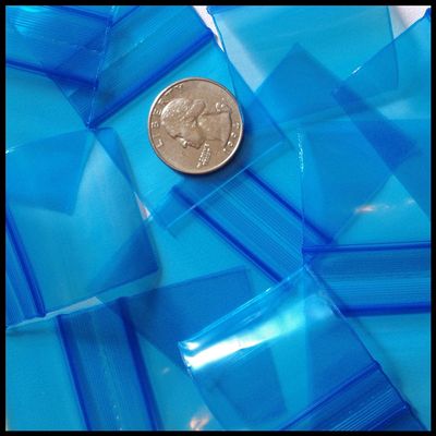200 - 1.25" x 1.25" Clear 2 mil Plastic Ziplock Baggies Blue Tone