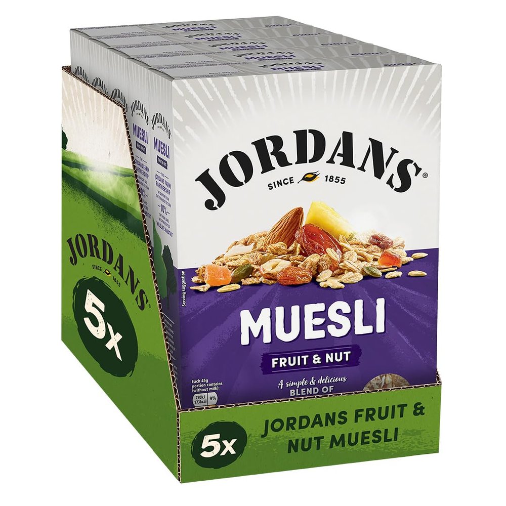Jordans Fruit & Nut Muesli | Breakfast Cereal | Vegetarian | High Fibre | 5 PACKS of 620g