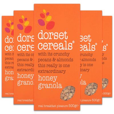 Dorset Cereals Honey Granola Cereal, High in Fibre, Vegetarian, 500 g, Pack of 5