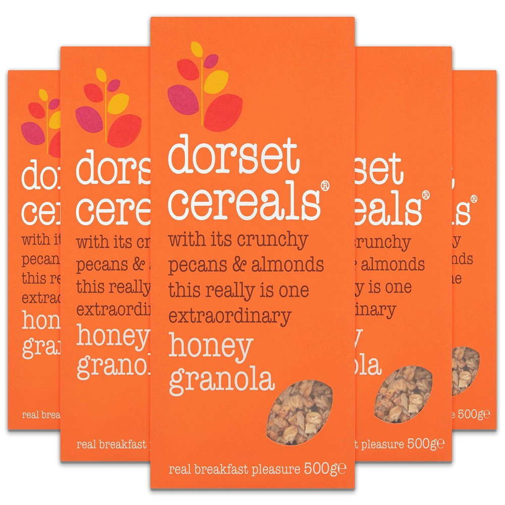 Dorset Cereals Honey Granola Cereal, High in Fibre, Vegetarian, 500 g, Pack of 5