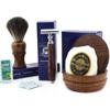4 Pcs Wooden Shaving Set with De Safety Razor,Badger Hair Brush view 2