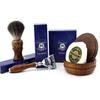 4 PCs Wooden Shaving Set with 5 Edge Razor, Pure Badger Hair Brush, Soap & Bowl view 2