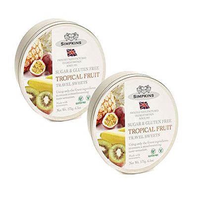 Simpkins Sugar Free Tropical Fruit Travel Sweets 175g (2 Pack)