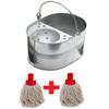 15L 15 litres Large Galvanised Metal Steel Mop Bucket with Two MOP Heads Free for Home Office General Cleaning view 1