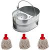 15L 15 litres Large Galvanised Metal Steel Mop Bucket with Three MOP Heads Free for Home Office General Cleaning view 1