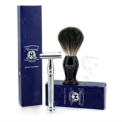 2 Pcs Men's Shaving Set.Comes with Black Badger Shaving Brush & De Safety Razor(Blades Not Included)