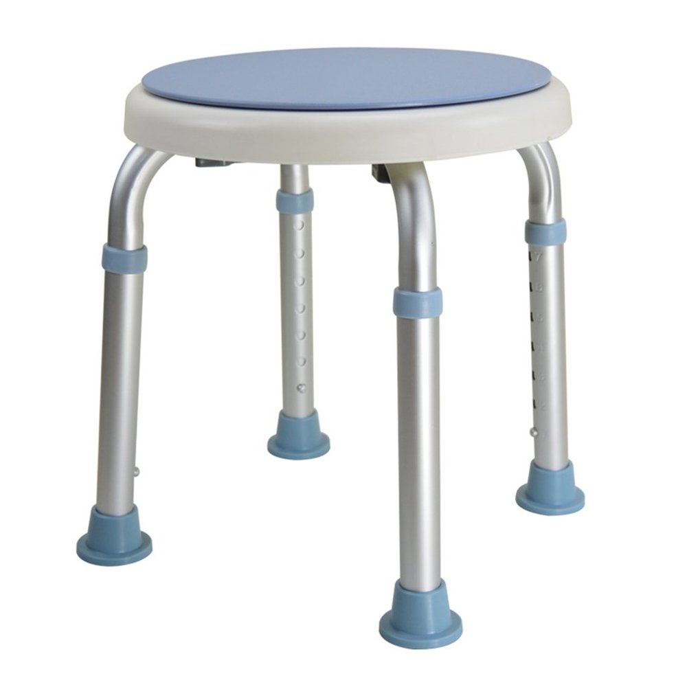Rotating Rounded Shower/Bath Stool with Swivel Seat Shower Seat Stool for Elderly/Disabled Anti-Slip Mats Shower Chair Adjustable in 7 Height Max. 136kg