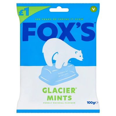 Fox's Glacier Mints Made With Natural Mint Oils. 100g [No Artificial Colours]