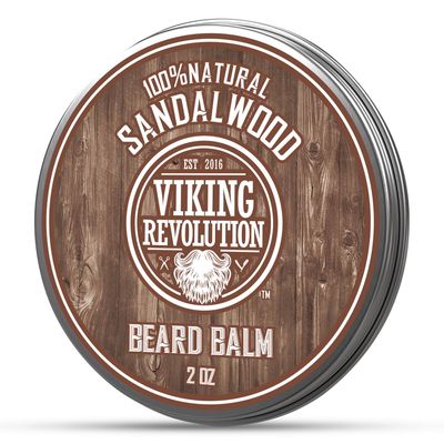 Viking Revolution - Beard Balm - Natural Beard Balm For Men With Argan & Jojoba Oils- Styles, Strengthens & Softens - Beard Wax - Gifts For Men - Sandalwood - 57 g