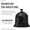 100 x 240L Black Wheelie Bin Liners | Medium-Duty 25 Micron Refuse Sacks | Fits Standard 240L Wheelie Bins | For Everyday Domestic & Light Commercial Use view 3