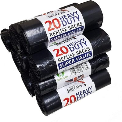 200 Medium Duty Black Refuse Sacks Rubbish Bags Bin Liners Large