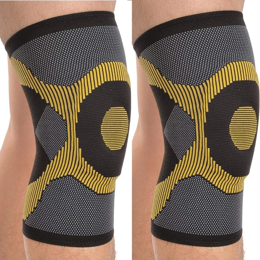 Adjustable Elasticated Compression Knee Support Sleeve (Pair) - Patella Support for Stiff or Achy Knee - Support for Arthritis, Bursitis & Tendinitis - Mild Knee Pain Brace by Solace Care (S - Pair)