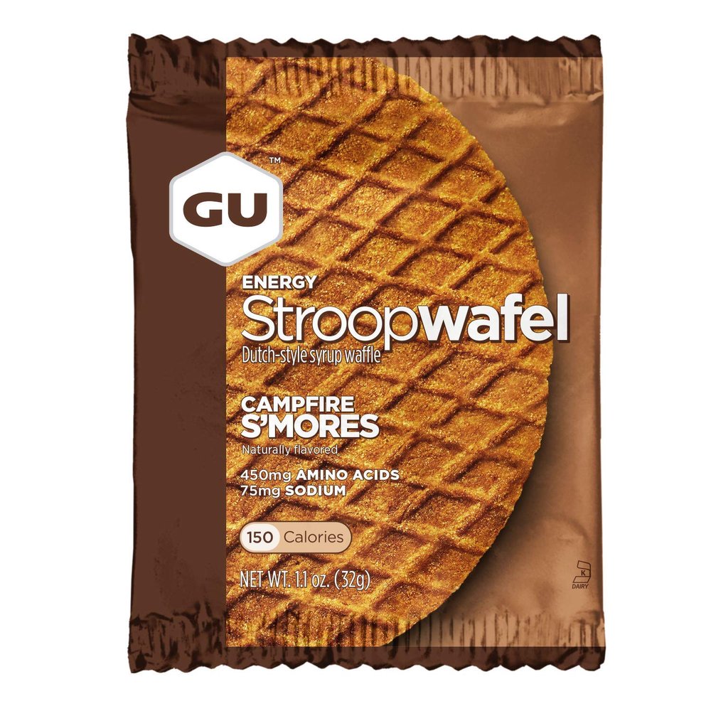 GU Energy Stroopwafels, Campfire S'mores 16 Pack - Dutch Syrup Waffle with Carbs, Amino Acids & Electrolytes - High Energy Snacks for Hiking, Running & Cycling