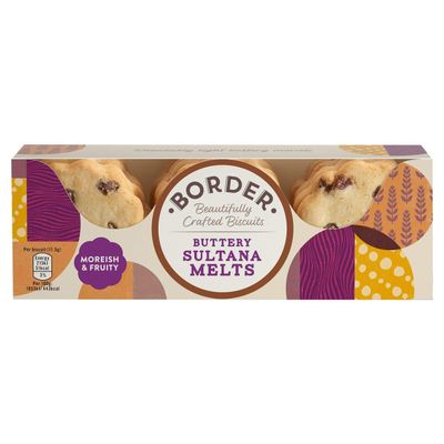 Border Buttery Sultana Melts Biscuits 135g (Pack of 6)