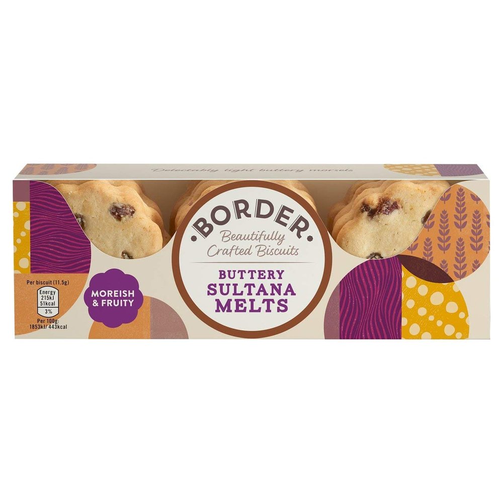 Border Buttery Sultana Melts Biscuits 135g (Pack of 6)