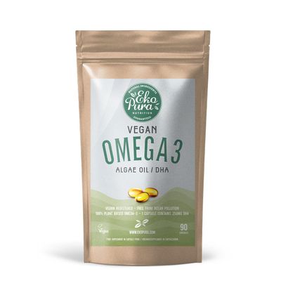 Ekopura Vegan Omega 3 Algae Oil 90 Capsules (250mg) | 250mg DHA Per Capsule | Support Brain & Eye | GMO-Free | Plant-Based Alternative to Fish Oils | 3 Months Supply (1 Capsule per Day)