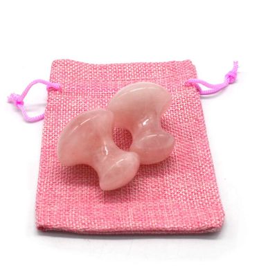 2 pcs of Rose Quartz Massage Stone, Mushroom Shape Massager for Face and Body Beauty,Guasha Scraping Stone for Spa Relaxing Meditation Massage