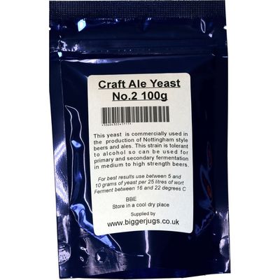 Bigger Jugs Craft Ale Yeast - No. 2 Blue Packet - 100g Resealable Pouch (100g, Blue Packet)
